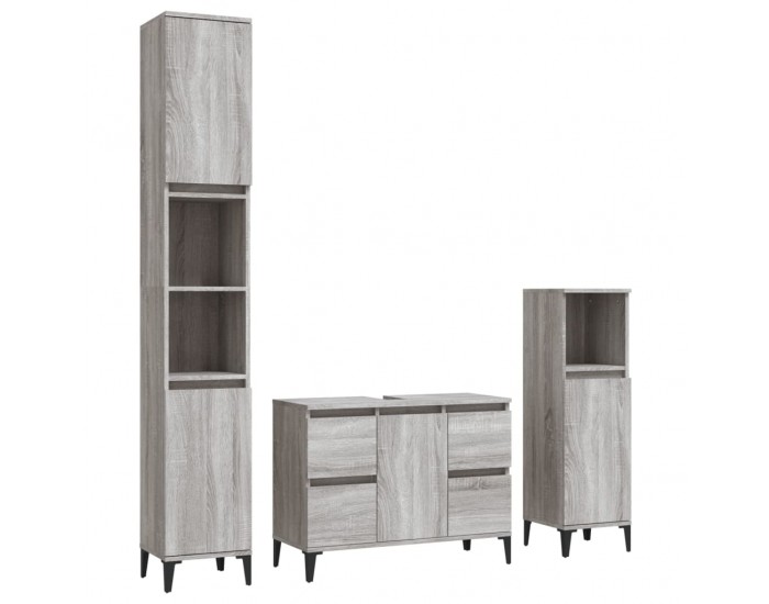 Sonata H Комплект мебели за баня от 3 части сив сонома инженерно дърво