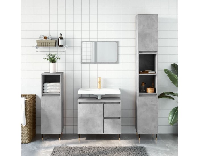 Sonata H Комплект мебели за баня от 3 части бетонно сив инженерно дърво