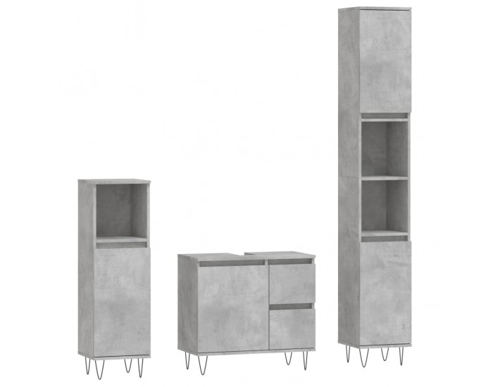 Sonata H Комплект мебели за баня от 3 части бетонно сив инженерно дърво