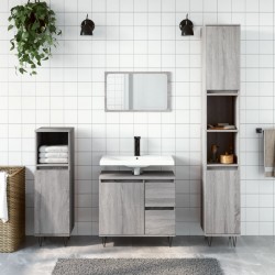 Sonata H Комплект мебели за баня от 3 части сив сонома инженерно дърво - Баня