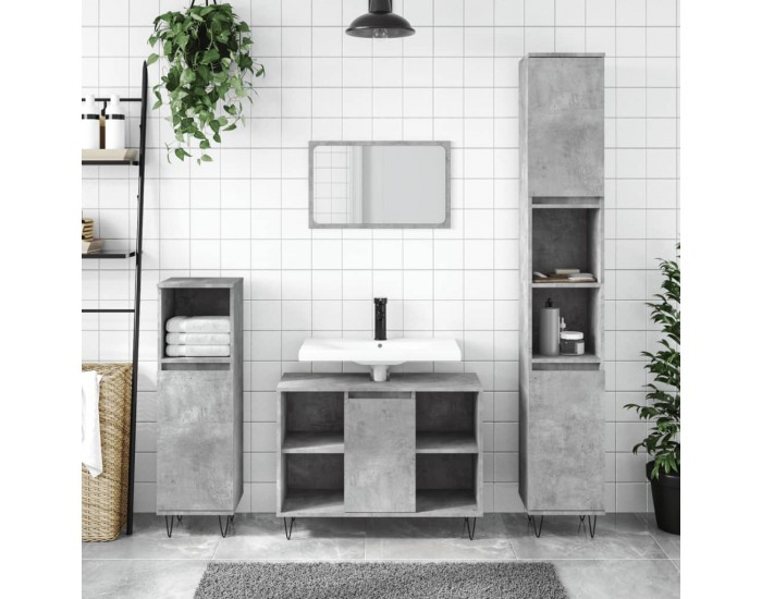 Sonata H Комплект мебели за баня от 3 части бетонно сив инженерно дърво