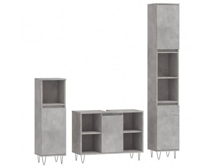 Sonata H Комплект мебели за баня от 3 части бетонно сив инженерно дърво