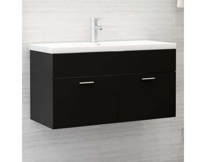 Sonata H Шкаф за баня с вградена мивка, черен, инженерно дърво