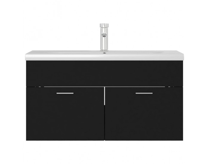 Sonata H Шкаф за баня с вградена мивка, черен, инженерно дърво