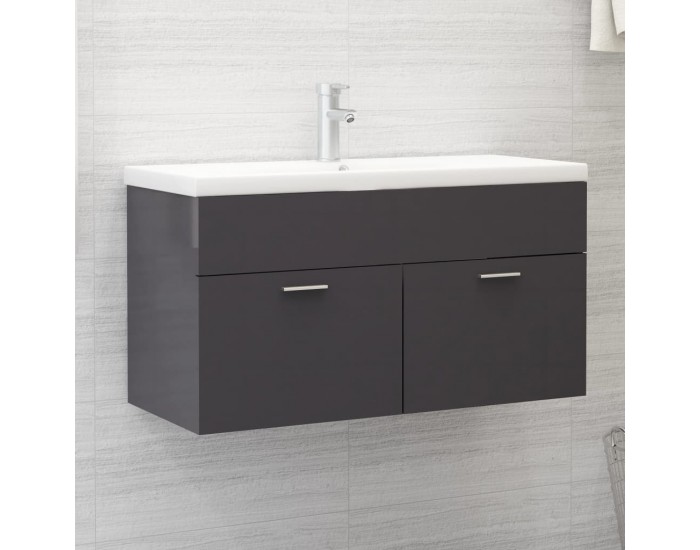 Sonata H Долен шкаф за мивка, сив гланц, 90x38,5x46 см, инженерно дърво