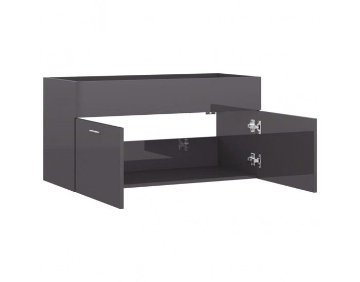 Sonata H Долен шкаф за мивка, сив гланц, 90x38,5x46 см, инженерно дърво