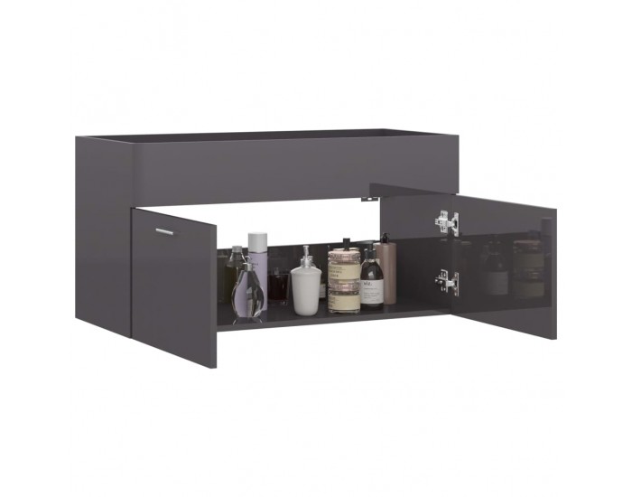 Sonata H Долен шкаф за мивка, сив гланц, 90x38,5x46 см, инженерно дърво