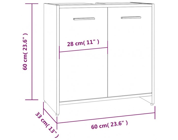 Sonata H Шкаф за баня, опушен дъб, 60x33x60 см, инженерно дърво