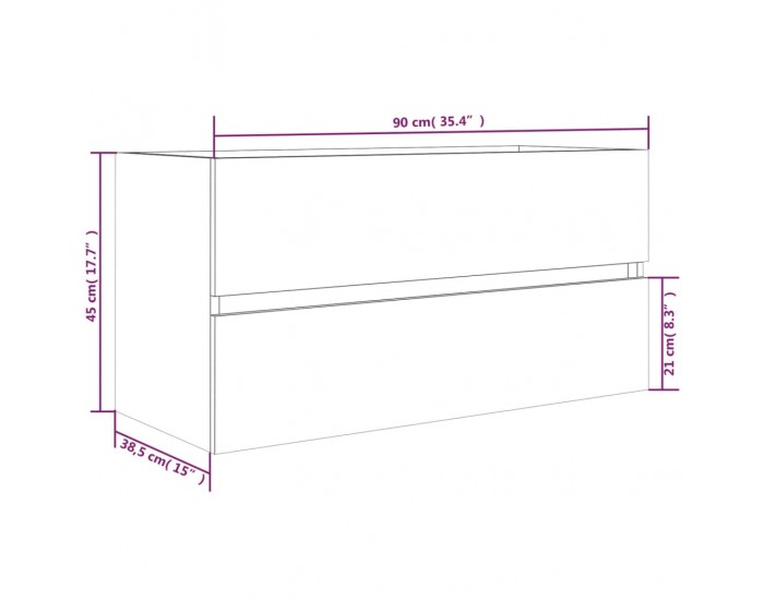 Sonata H Шкаф за мивка, опушен дъб, 90x38,5x45 см, инженерно дърво