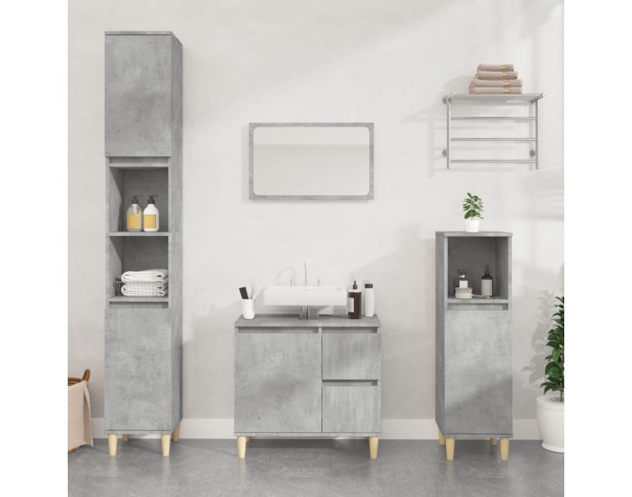 Sonata H Шкаф за баня, бетонно сив, 30x30x100 см, инженерно дърво