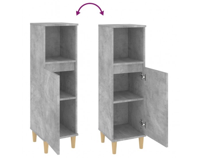 Sonata H Шкаф за баня, бетонно сив, 30x30x100 см, инженерно дърво