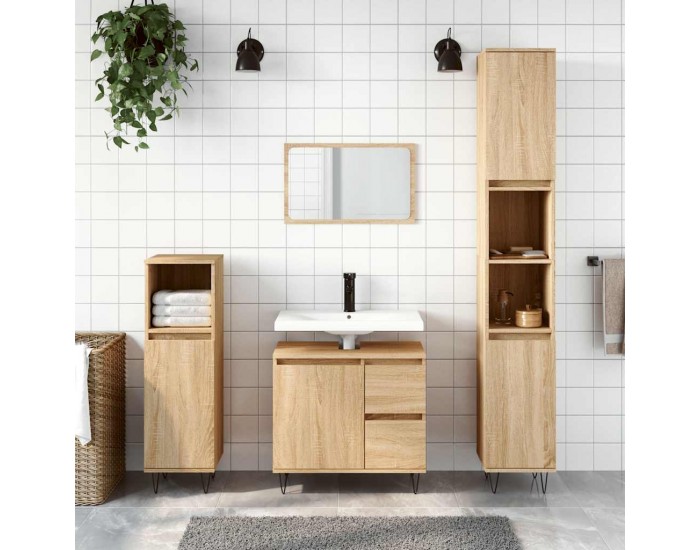 Sonata H Шкаф за баня, сонома дъб, 65x33x60 см, инженерно дърво