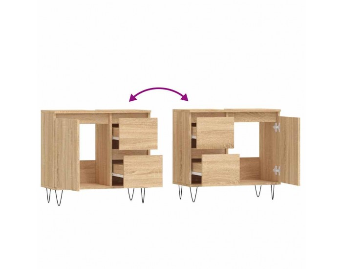 Sonata H Шкаф за баня, сонома дъб, 65x33x60 см, инженерно дърво