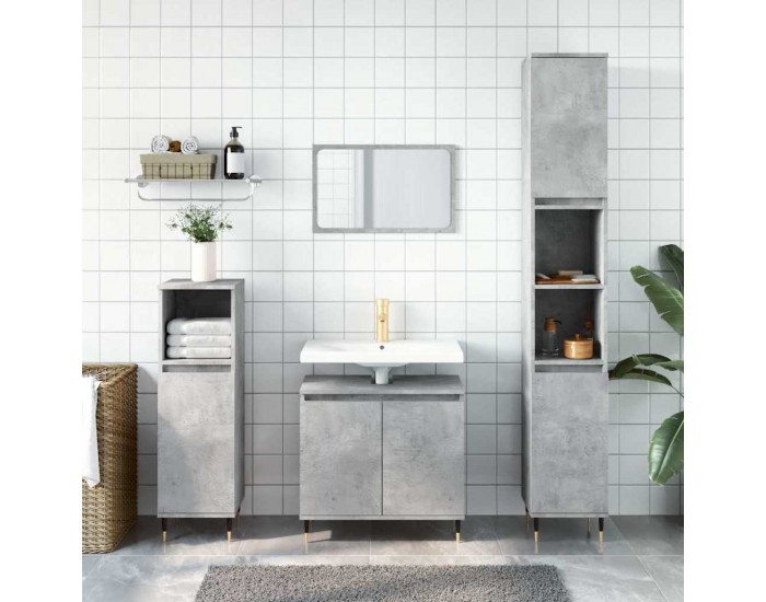 Sonata H Шкаф за баня, бетонно сив, 58x33x60 см, инженерно дърво