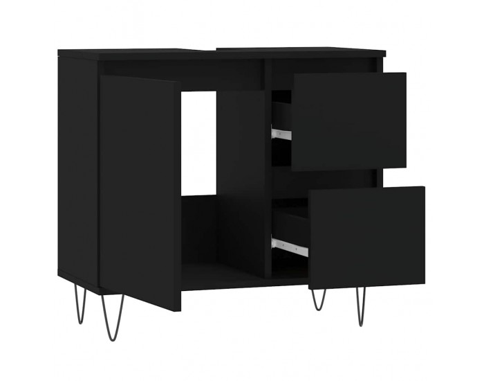 Sonata H Шкаф за баня, черен, 65x33x60 см, инженерно дърво