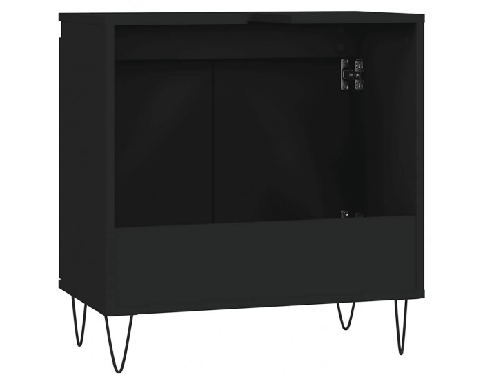 Sonata H Шкаф за баня, черен, 58x33x60 см, инженерно дърво