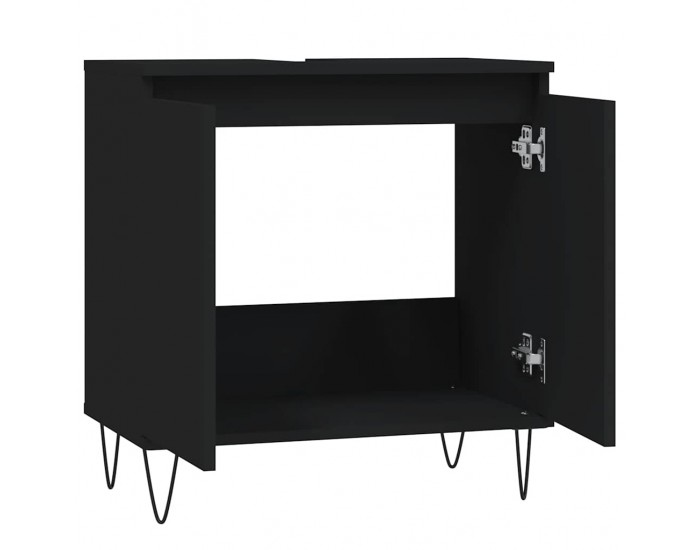 Sonata H Шкаф за баня, черен, 58x33x60 см, инженерно дърво