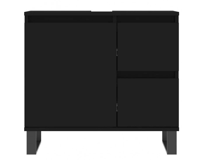 Sonata H Шкаф за баня, черен, 65x33x60 см, инженерно дърво