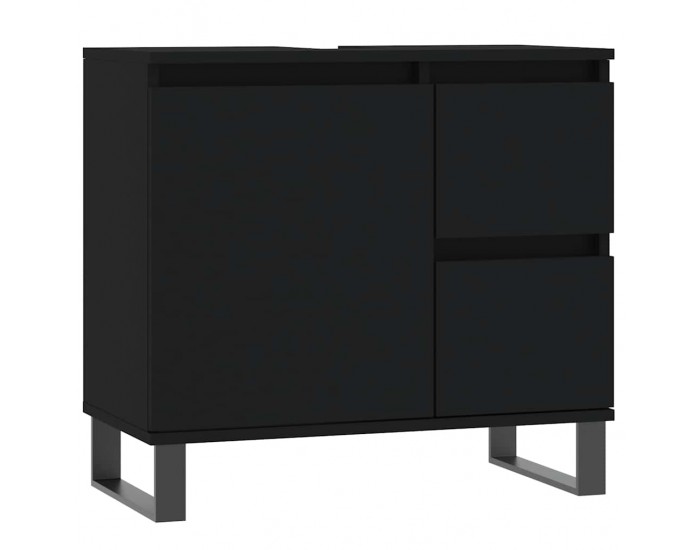 Sonata H Шкаф за баня, черен, 65x33x60 см, инженерно дърво