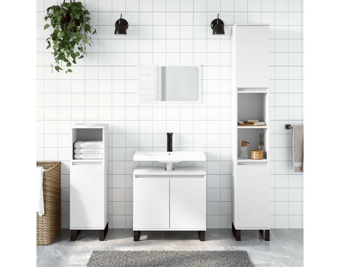 Sonata H Шкаф за баня, бял, 58x33x60 см, инженерно дърво