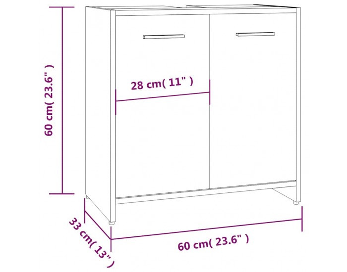 Sonata H Шкаф за баня, кафяв дъб, 60x33x60 см, инженерно дърво