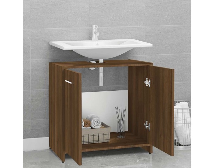 Sonata H Шкаф за баня, кафяв дъб, 60x33x60 см, инженерно дърво