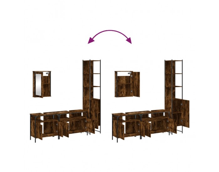 Sonata H Комплект мебели за баня от 4 части, опушен дъб, инженерно дърво