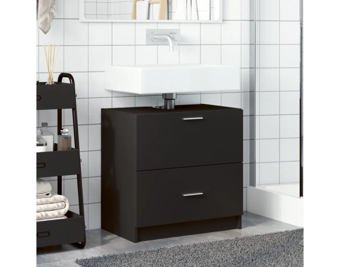 Sonata H Долен шкаф за мивка, черен, 59x37x59 см, инженерно дърво