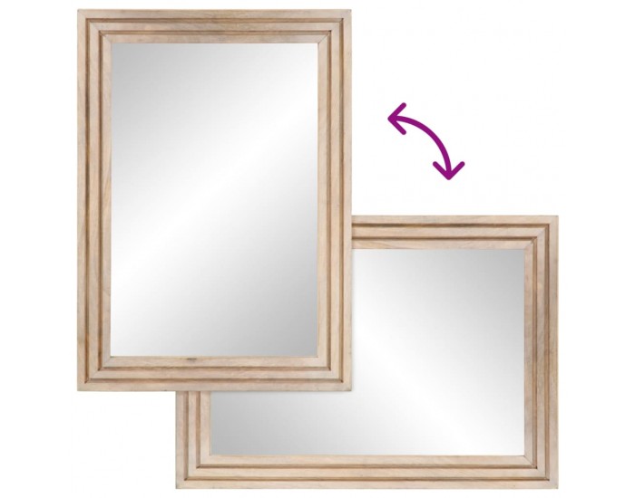 Sonata H Огледало за баня 50x70 см мангово дърво масив и стъкло