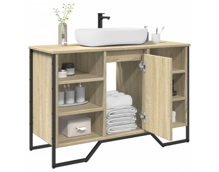 Sonata H Шкаф за мивка за баня, дъб сонома, 91x35x60 см, инженерно дърво