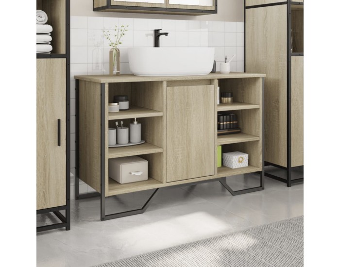 Sonata H Шкаф за мивка за баня, дъб сонома, 91x35x60 см, инженерно дърво