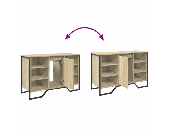 Sonata H Шкаф за мивка за баня, дъб сонома, 91x35x60 см, инженерно дърво