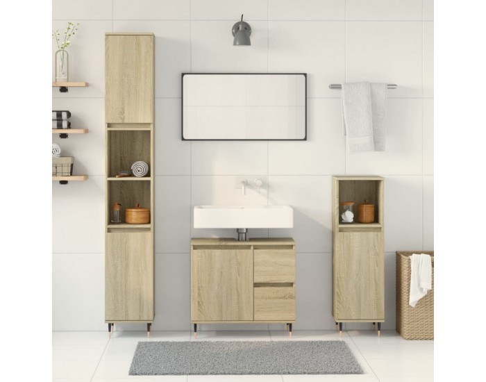Sonata H Комплект шкафове за баня от 3 части дъб сонома инженерно дърво