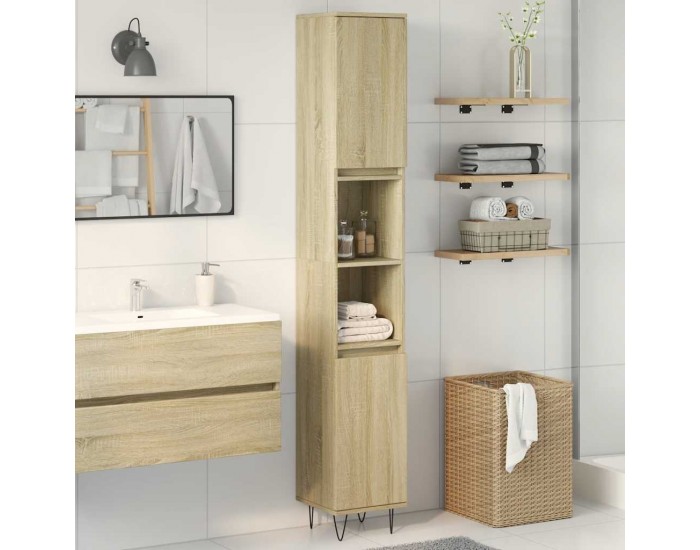 Sonata H Шкаф за баня, сонома дъб, 30x30x190 см, инженерно дърво
