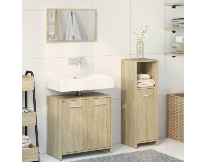 Sonata H Комплект шкафове за баня от 3 части дъб сонома инженерно дърво