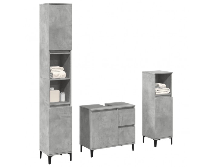 Sonata H Комплект мебели за баня от 3 части бетонно сив инженерно дърво