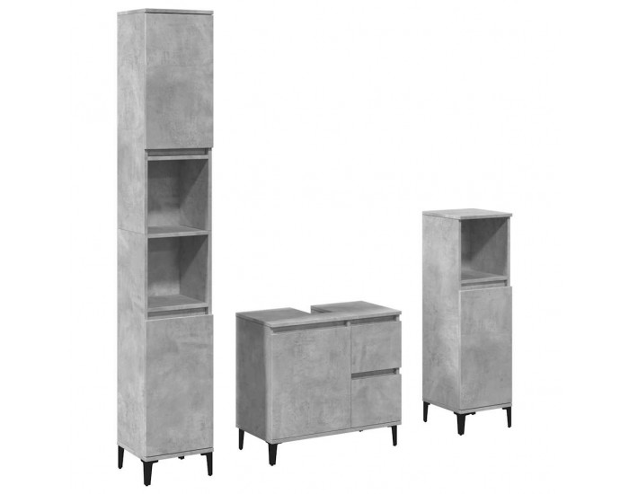 Sonata H Комплект мебели за баня от 3 части бетонно сив инженерно дърво