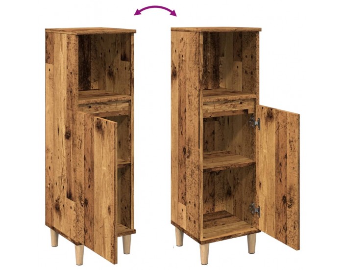 Sonata H Шкаф за баня, старо дърво, 30x30x100 см, инженерно дърво