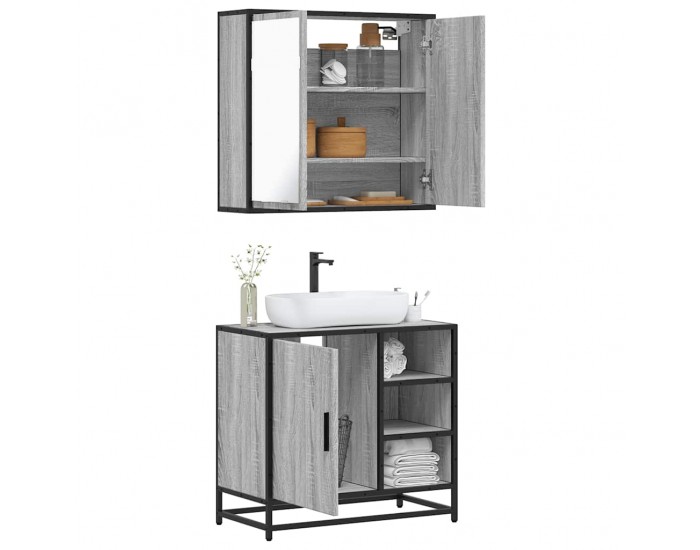 Sonata H Комплект мебели за баня от 2 части сив сонома инженерно дърво
