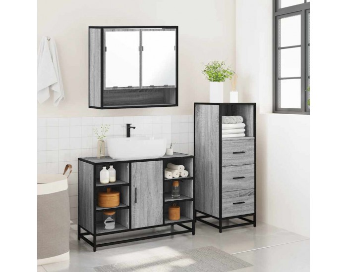 Sonata H Комплект мебели за баня от 3 части сив сонома инженерно дърво