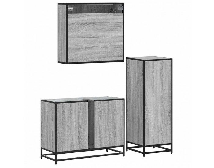 Sonata H Комплект мебели за баня от 3 части сив сонома инженерно дърво