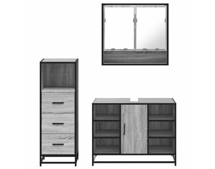 Sonata H Комплект мебели за баня от 3 части сив сонома инженерно дърво