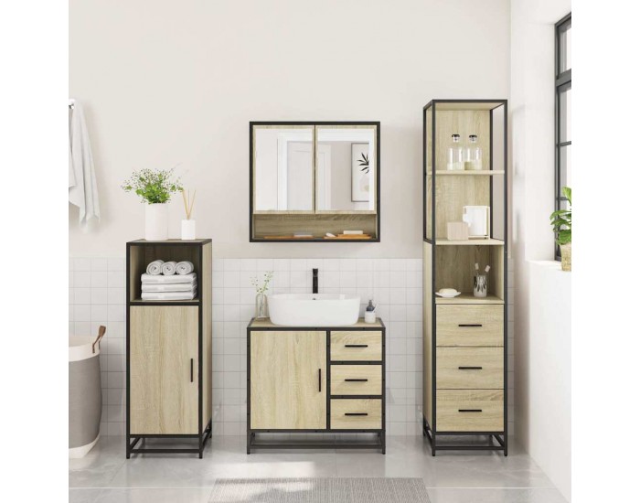 Sonata H Комплект шкафове за баня от 3 части дъб сонома инженерно дърво