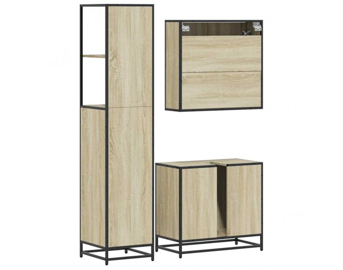 Sonata H Комплект шкафове за баня от 3 части дъб сонома инженерно дърво