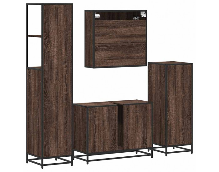Sonata H Комплект мебели за баня от 4 части, кафяв дъб, инженерно дърво