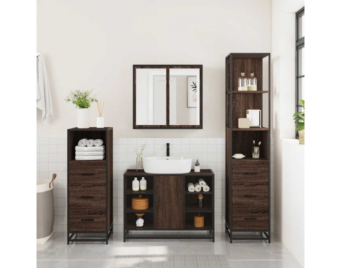 Sonata H Комплект мебели за баня от 4 части, кафяв дъб, инженерно дърво