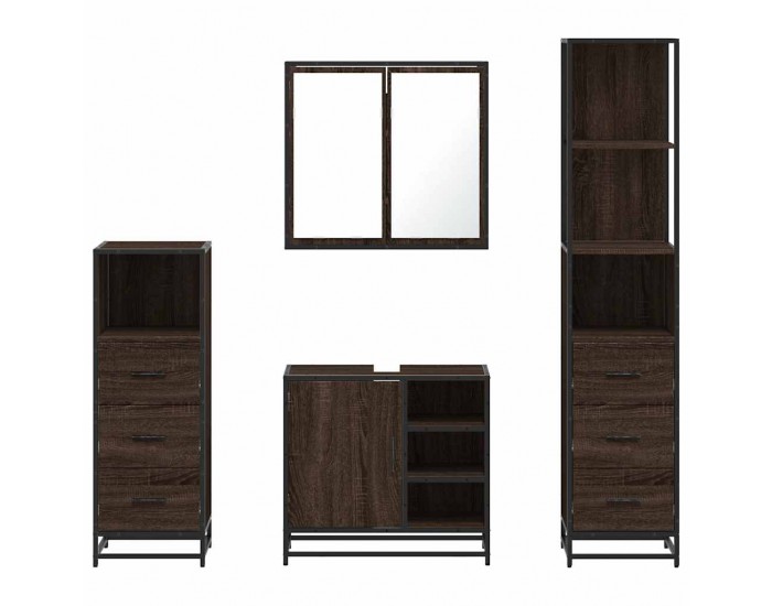 Sonata H Комплект мебели за баня от 4 части, кафяв дъб, инженерно дърво