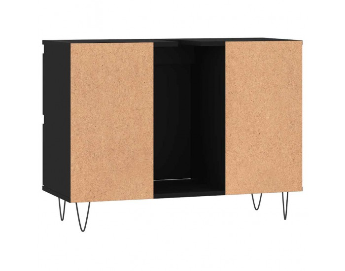 Sonata H Шкаф за баня, черен, 80x33x60 см, инженерно дърво