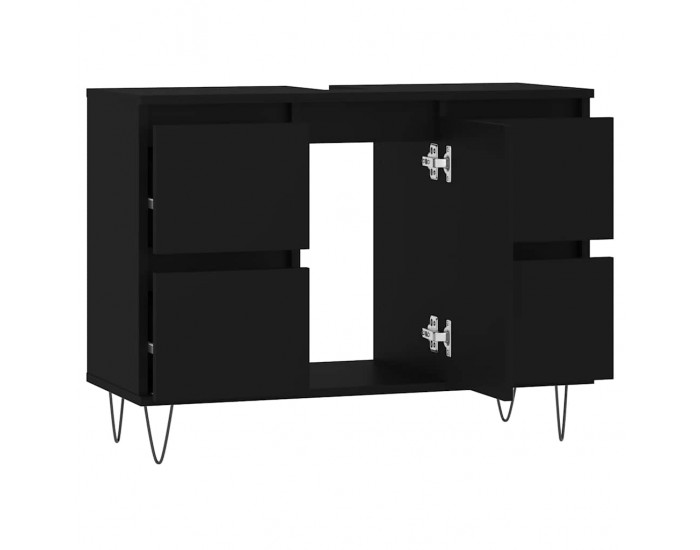 Sonata H Шкаф за баня, черен, 80x33x60 см, инженерно дърво