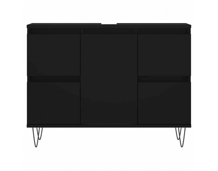 Sonata H Шкаф за баня, черен, 80x33x60 см, инженерно дърво